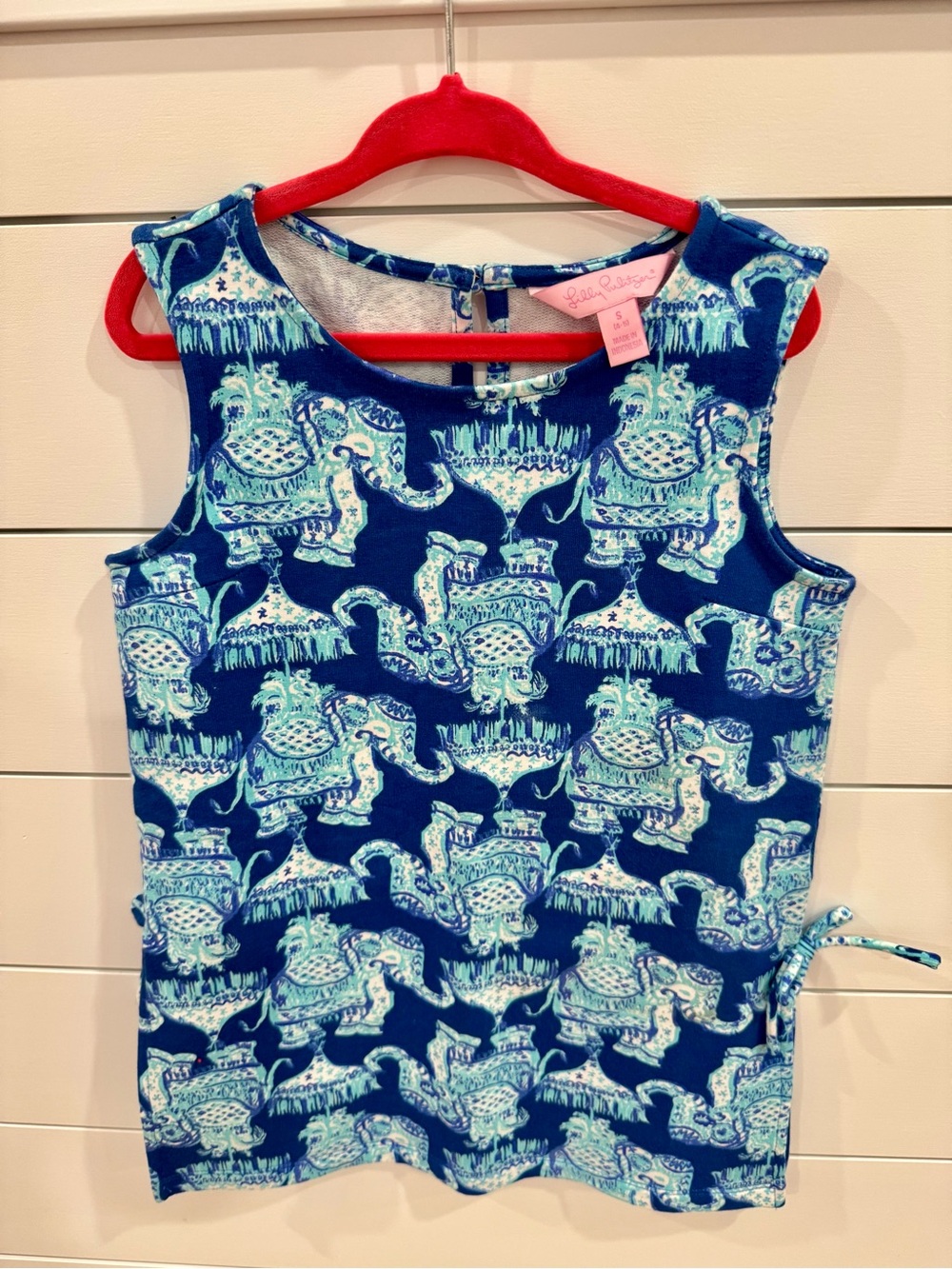 Lilly Pulitzer Navy & Aqua Elephant Print Tank Top